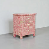 Bone Inlay Floral Design 3 Drawers Big Bedside Table | Bone Inlay Floral Design 3 Drawers Big Nightstand Table